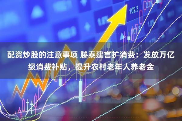 配资炒股的注意事项 滕泰建言扩消费：发放万亿级消费补贴，提升农村老年人养老金